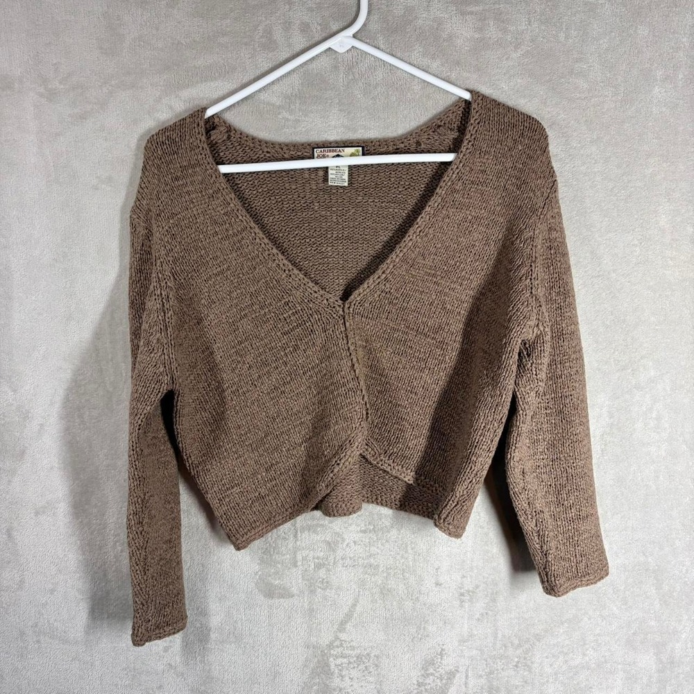 Cropped Pullover V Neck Sweater Womens L Earthy Y2K Goblincore Cottage Farmhouse